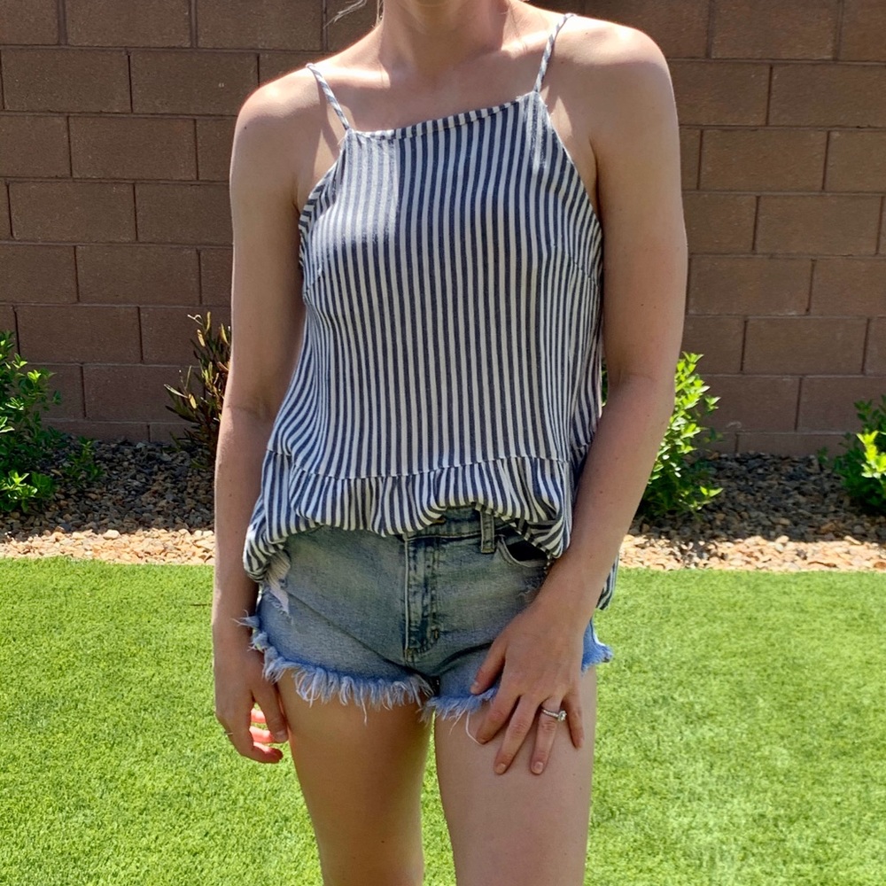 Mossimo Supply Co Blue And White Striped Tank Top